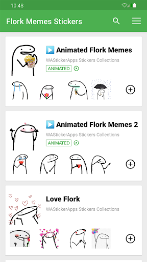 Android application Flork Stickers memes WASticker screenshort