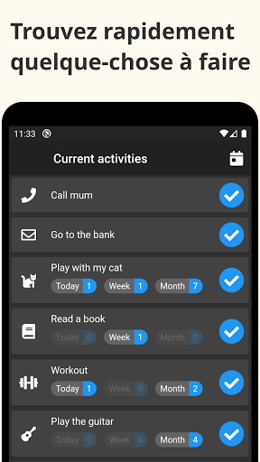 Android application Mes activités: hobbies, listes screenshort