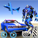 US Police Plane Robot Car Bike - Transporter Games icon