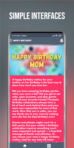 Android application Happy Birthday Mom screenshort