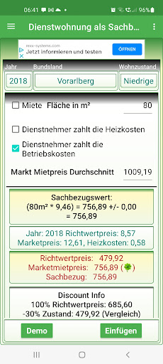 Android application Dienstwohnung als Sachbezug screenshort