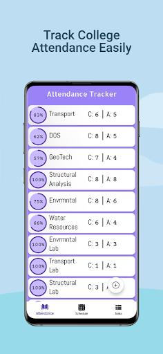 Android application College Attendance Tracker screenshort