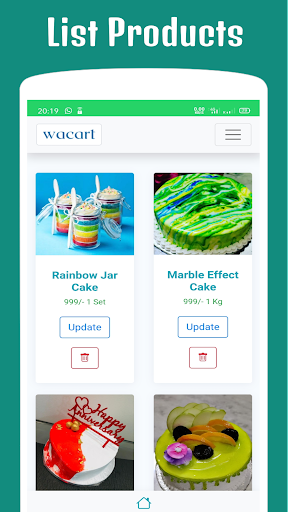 Android application Wacart - create online store screenshort
