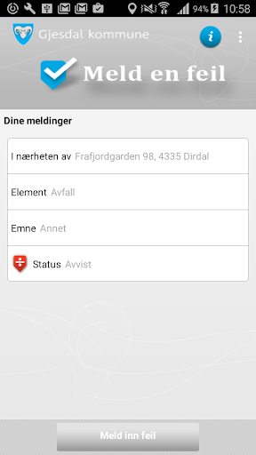 Meld en feil – Gjesdal kommune Screen 2