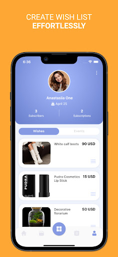 Android application Wishlist screenshort