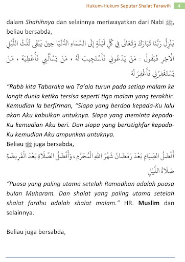 Hukum Seputar Shalat Tarawih