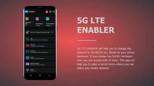 Android application 5G LTE Enabled screenshort