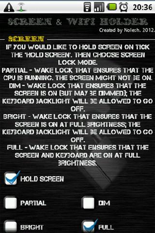 Android application Screen & WiFi Holder screenshort
