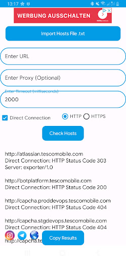 Android application HostChecker screenshort