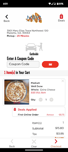 Screenshot of Marietta Pizza Co.