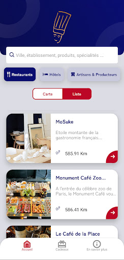 Android application Tables et Auberges de France screenshort