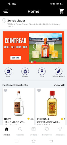 Android application Zeke’s Liquor screenshort