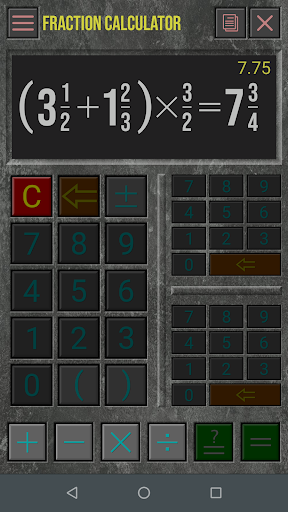 Android application Fraction calculator solutions screenshort