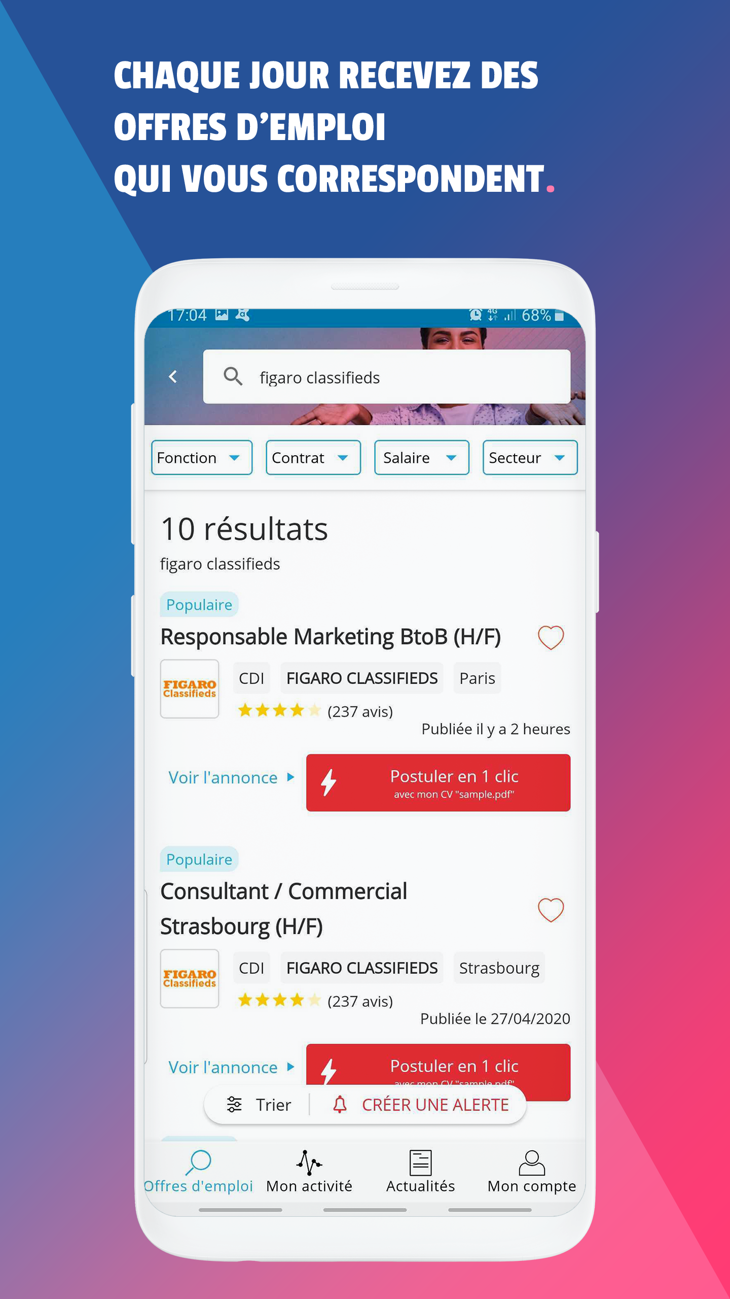 Android application Cadremploi : Offres et Recherche d’Emploi Cadre screenshort