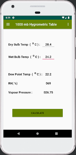 Dew Point Humidity Calculator Screen 2