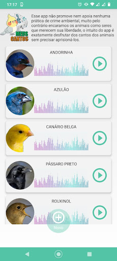 Android application Meus Cantos screenshort