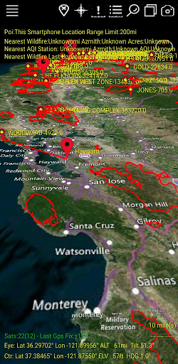 Wildfire Locations Now Screen 2