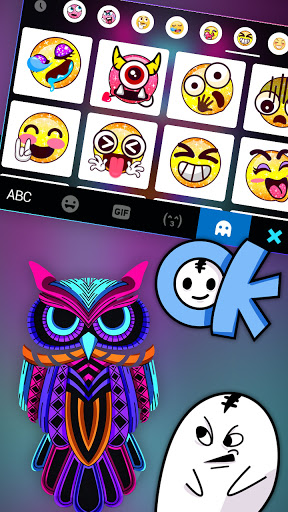 Neon Owl Keyboard Background Screen 3