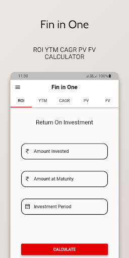 Android application Financial Calculator:ROI YTM C screenshort