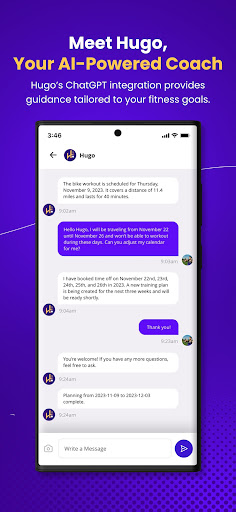 Screenshot of Humango: AI training planner