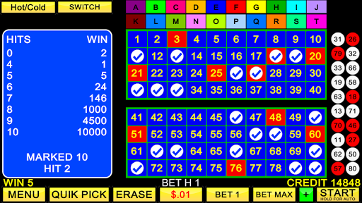 Keno 20 Card Screen 3