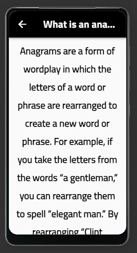 Android application Anagram screenshort