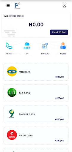 Android application ProttyTopup - Data | Airtime screenshort