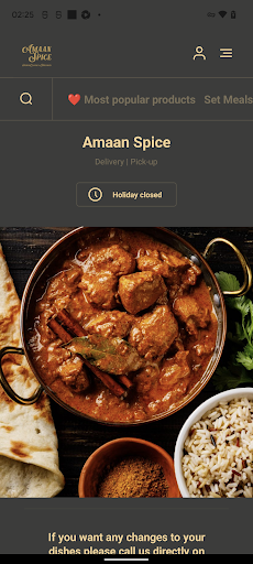 Android application Amaan Spice screenshort