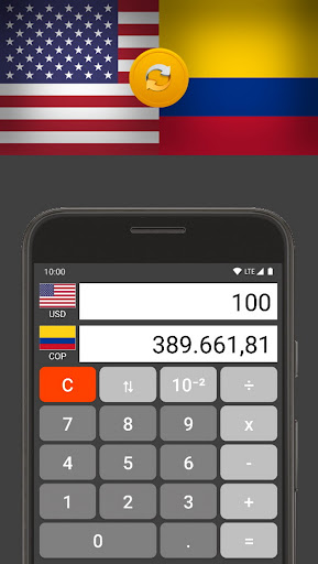 Android application Colombian Peso / US Dollar screenshort