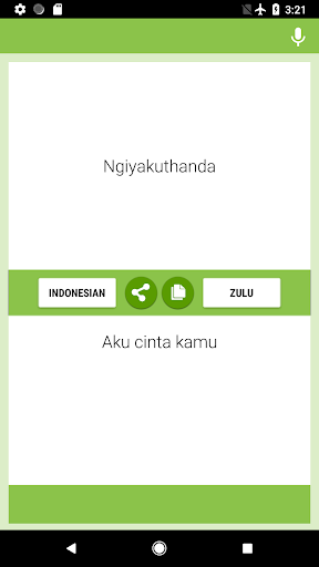 Indonesian-Zulu Translator Screen 2