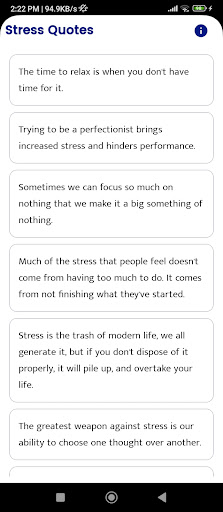 Android application Stress Quotes and Sayings screenshort