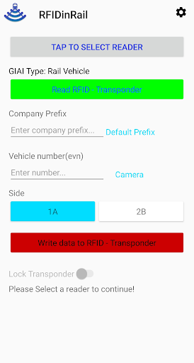 Android application RFID in RAIL screenshort