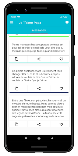 Android application je t’aime Papa SMS screenshort