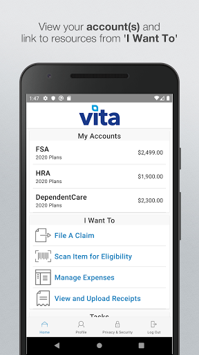 Android application VitaFlex Mobile™ screenshort