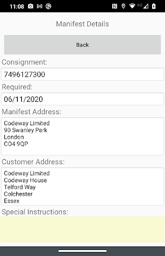 TraceNow Proof of Delivery Screen 3