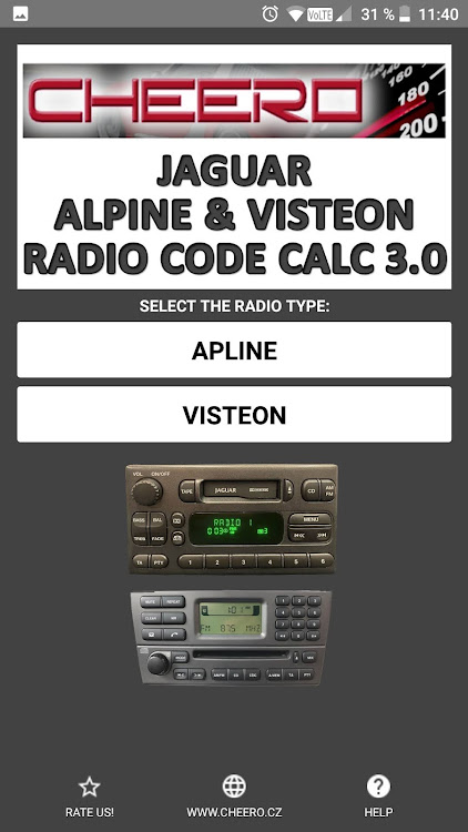 RADIO CODE for JAGUAR ALPINE - 3.0.6 - (Android)