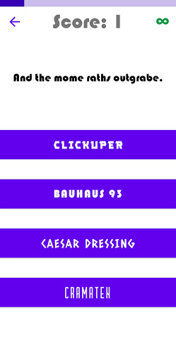 Android application Font Quiz screenshort