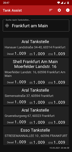 Android application TankAssist screenshort