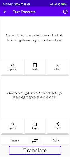 Hausa To Odia Translator Screen 2