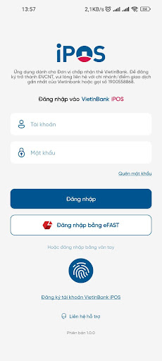 Android application VietinBank iPOS screenshort