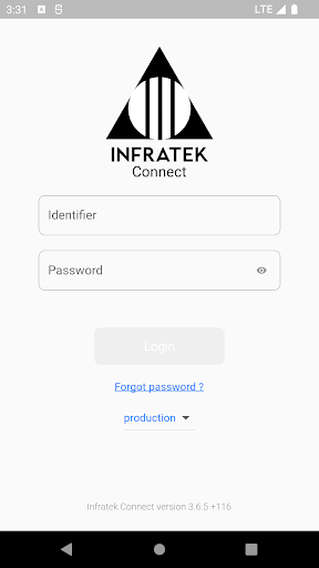 Android application Infratek Connect screenshort