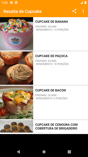 Android application Receita de Cupcake screenshort