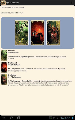 Screenshot of Night Sun Tarot