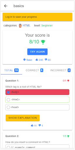 HTML Quiz Screen 3