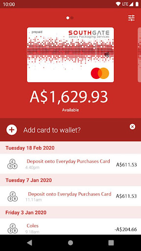 Android application Southgate Wallet screenshort