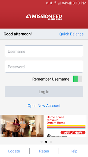 Android application Mission Fed Mobile Banking screenshort