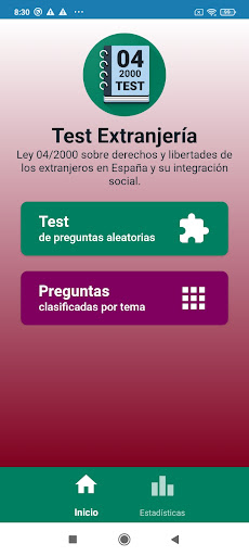 Tests Ley Extranjería (4/2000) Screen 2
