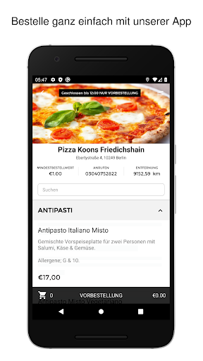 Android application Pizza Koons screenshort