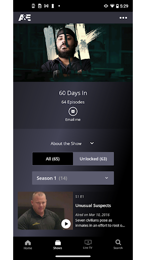 Screenshot of A&E: TV Shows That Matter