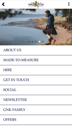 Android application Gordon Nicolson Kiltmakers screenshort